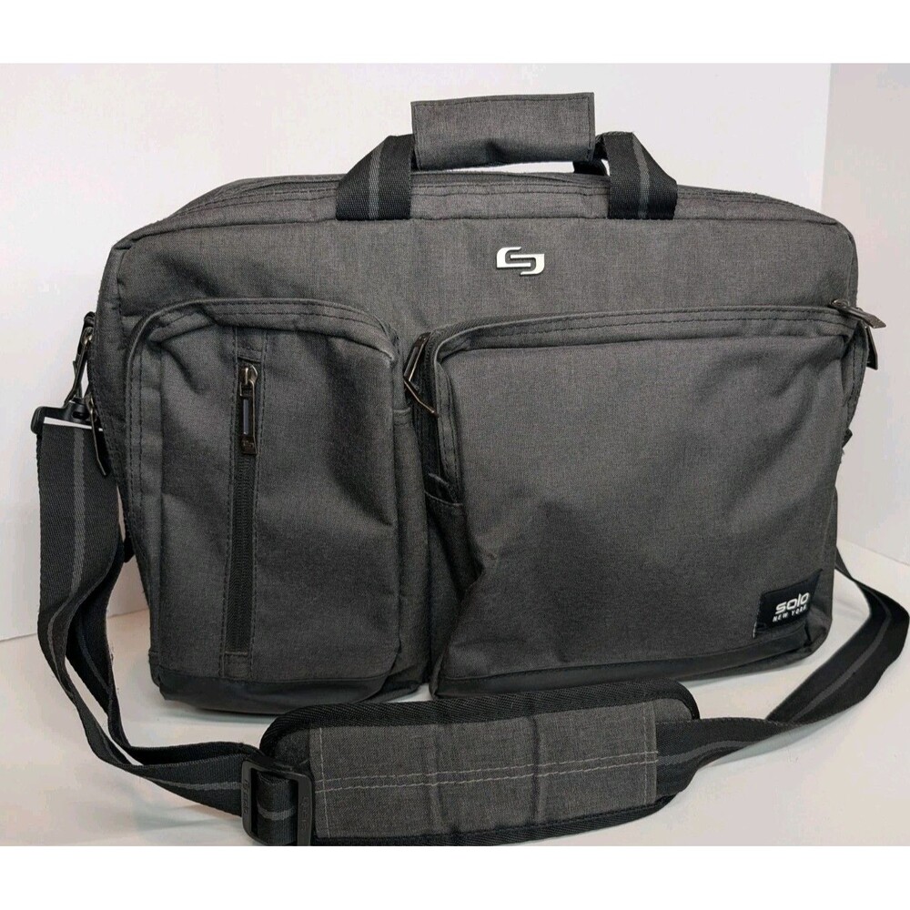 Solo New York Hybrid Convertible Briefcase Backpack 17" Laptop Gray Crossbody